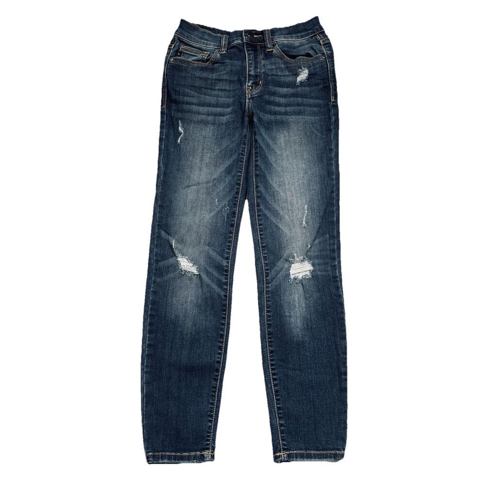 Judy Blue Relaxed Fit Jeans 1/25 (24x25.5) Ankle Distressed Stretch Denim Junior